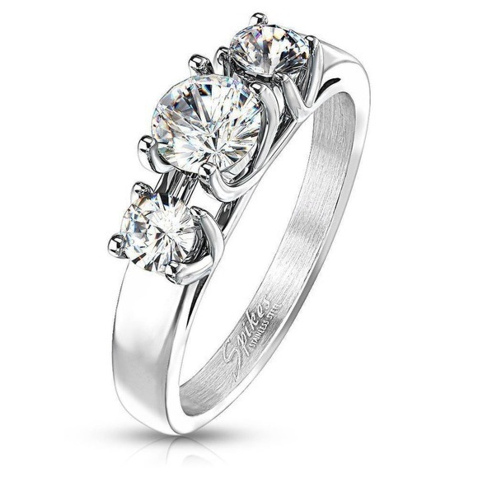 New Stainless Steel Round Cz Ring Size 5